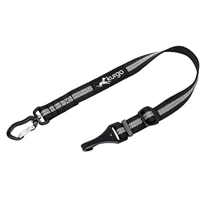 Kurgo Direct to ISO-FIX Swivel Tether, Universal Car Seat Belt for Dogs, Tangle-Free with Latch Bar Attachment, Adjustable, Black/Charcoal
