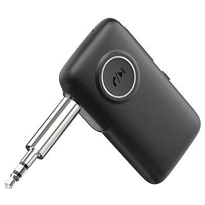 CGZZ Ricevitore wireless Bluetooth 5.0 con nucleo CSR, grigio, tempo di riproduzione 15 hs, distanza di connessione 30 m, microfono incorporato, vivavoce e navigazione vocale