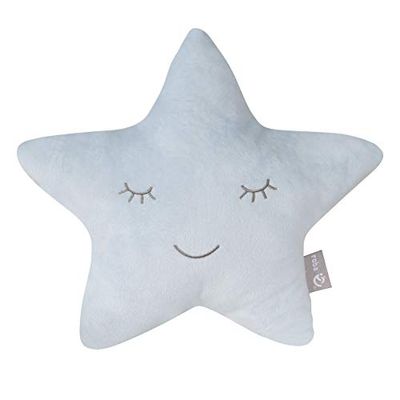 roba 205011V231 knuffel- en decoratiekussen ster zilvergrijs, geborduurd, 100% polyester, HxBxD: 28x32x8cm, blauw, 160 g