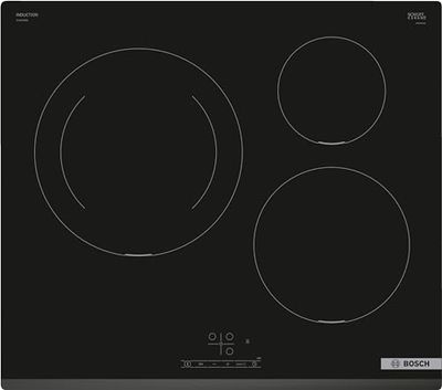 Bosch - Placa de Inducción, Serie 4, 60 cm, 3 Zonas, TouchSelect, 17 Niveles de Potencia, sin perfiles, Negro, PIJ631BB5E