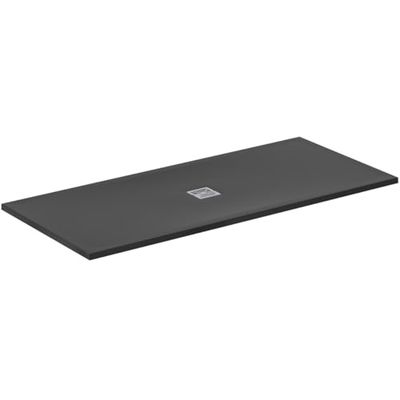 Ideal Standard - Ultra Flat S+, Piatto doccia rettangolare ultrasottile in resina effetto pietra, 180x80cm, Ideal Solid, Scarico centrale, Nero