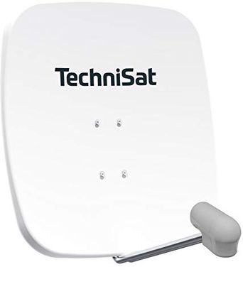 TechniSat SATMAN 65 Plus - Satellietschotel voor 1 deelnemer (satellietsysteem 65 cm, spiegel met masthouder en UNYSAT Single-LNB in weerbestendige box) wit