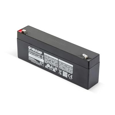 TECNID Bateria de chumbo recarregável 23724 de 12 V, 2,2 Ah. Ideal para sistemas de alarme UPS. Ligações Faston, pretas