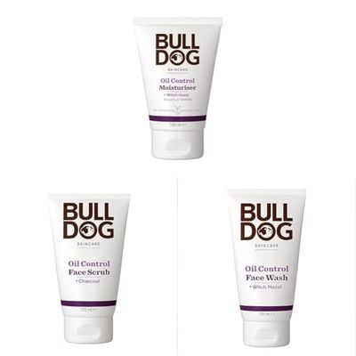 Bulldog Oil Control Skincare Bundle Moisturiser, Wash & Exfoliating Scrub