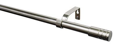 Gardinia Barra de cortina de 1 carril, diámetro 16/19 mm, aspecto de acero inoxidable, 120-210 cm, metal