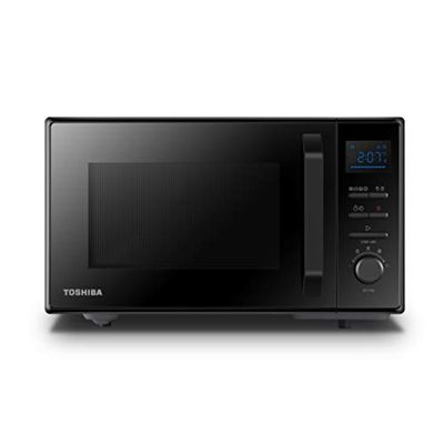 Toshiba Kuchenka mikrofalowa 4 w 1 25 l MW2-AC25TF(BK), wolnostojąca kuchenka mikrofalowa z funkcją gorącego powietrza i grilla i kombi, 900W/1100W Gril/2100W gorące powietrze, wnętrze emaliowane,