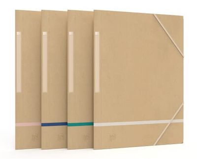 OXFORD Set di 20 camicie con 3 fasce elastiche Touareg A4, copertina in carta riciclata, colori assortiti