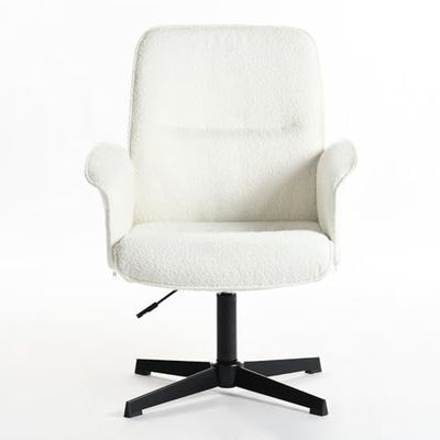 39F FURNITURE DREAM Krzesło biurowe, skandynawski, ergonomiczny, obracany o 360°, regulowany, miękki materiał, biały, 66 x 63 x 82-94 cm