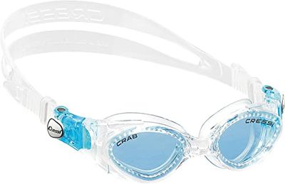 Cressi Crab Lunettes de Natation Mixte_Enfant, Clear-Lentilles Azure, Transparent/Lentilles Bleu