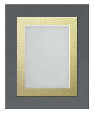 Frame Company Watson Grey Picture Photo Frame fitted with Perspex, 6x4 inch with Gold Mount for image size 5x3 inch