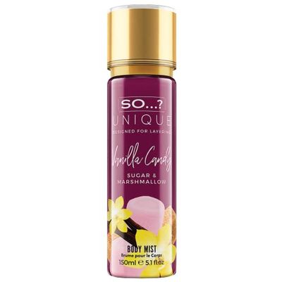So…? Unique Womens Vegan Vanilla Candy Body Mist Fragrance Spray 150ml