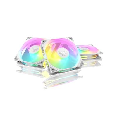 ASUS TUF Gaming TR120 ARGB Reverse Blade White Lot de 3 Ventilateurs de boîtier 3 en 1 (120 mm PWM, 2000 TR/Min, 2,75 mm H2O, 76,3 CFM, 16 LED RVB adressables Individuellement, Blanc)
