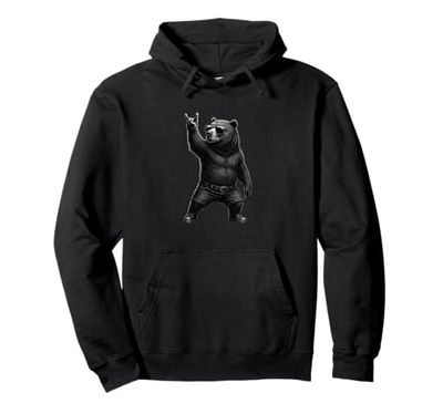 Orsetto grizzly, stile vintage, music rock, gesture funny grizzly Felpa con Cappuccio