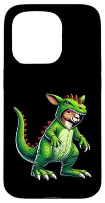 Costume da canguro che indossa un dinosauro per Halloween e cosplay T-Rex Custodia per iPhone 15 Pro
