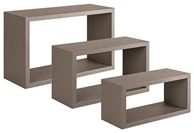 HOMEMANIA Mensola Trittico Decorazione da Parete - da Salotto, Camera, Ufficio, Marrone, MDF, 45 x 27 x 15,5/ 40 x 22 x 15,5/ 35 x 17 x 15,5