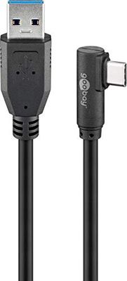 Goobay 66501 Cavo di ricarica e sincronizzazione Super Speed USB-C angolato a 90° rispetto a USB A 3.0
