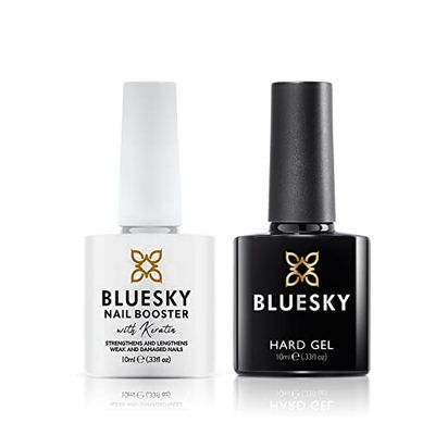 Bluesky Gel Nail Polish, Clear Hard Gel 10ml (Requires UV/LED Light) Plus Nail Booster with Keratin. Strengthen and Repair Nails
