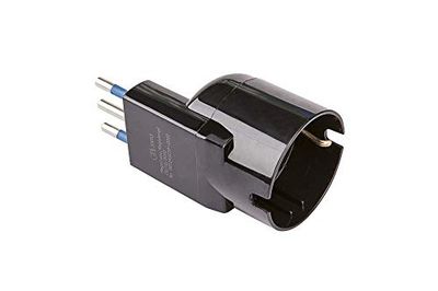 Poly Pool PP2233.1 - Adaptador Schuko para economizar espaço com tomada alemã pequena, 10 A 2P + T, preto