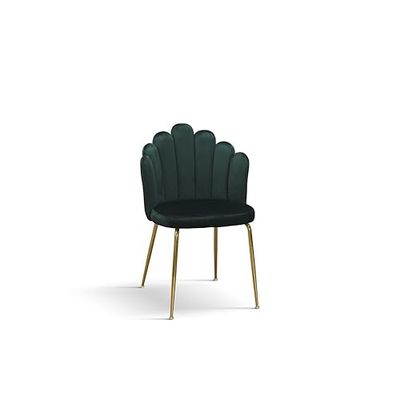 KONTE.DESIGN Set di 4 Sedie LILLE in tessuto effetto velluto verde e gambe in metallo color oro