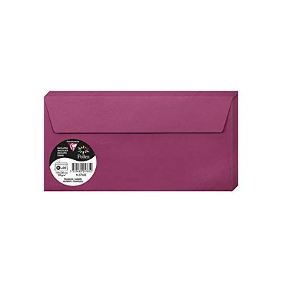 Clairefontaine 5765C - Paquet de 20 Enveloppes Auto-Adhésives - Format DL 11x22cm - 120g/m² - Coloris Framboise - Invitation Evènements et Correspondance - Gamme Pollen - Papier Premium Lisse