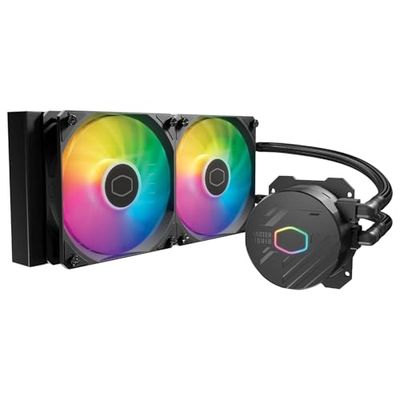Cooler Master MasterLiquid 240L Core ARGB (2023) Watercooler pour Processeur - Pompe à Double Chambre Gen S, Radiateur & Ventilateurs ARGB 120mm Supérieurs, Brackets LGA 1700 & AM5 - Noir