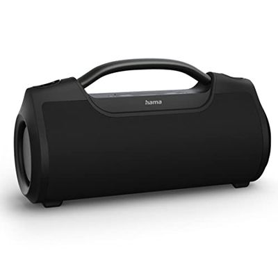 Hama SoundBarrel, cassa musicale Bluetooth (altoparlante Bluetooth impermeabile secondo IPX6, scatola musicale portatile 60 W, batteria 12 ore, Power Pack) nero