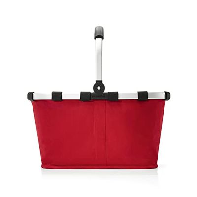 reisenthel carrybag - cabas courses avec cadre aluminium stable, poignée rabattable, poche intérieure zippée, pliable, capacité 22l, polyester de haute qualité, déperlant, en red