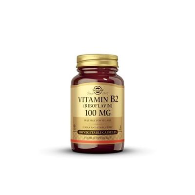 Solgar Vitamin B2 (Riboflavin) 100 mg Vegetable Capsules - Pack of 100 - Supports Energy Production - Can Help Reduce Tiredness and Fatigue - Vegan and Gluten-Free