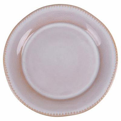 The Market dinerborden van aardewerk, beige met versierde rand, 6 stuks
