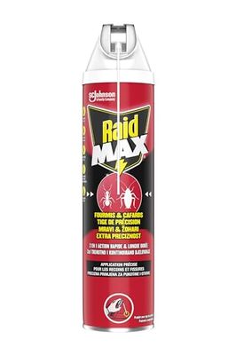 Raid Max Aérosol Tige de Précision - Anti-Fourmis et Anti-Cafards - 1 Aérosol