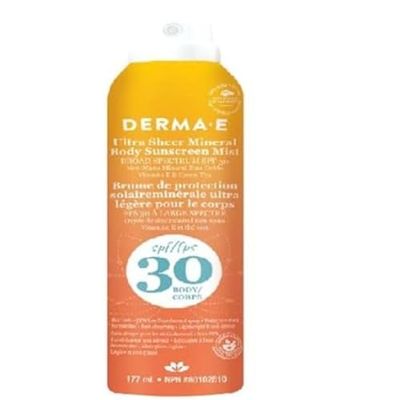 DERMA E SPF30 Ultra Sheer Mineral Body Sunscreen Mist, 177ml