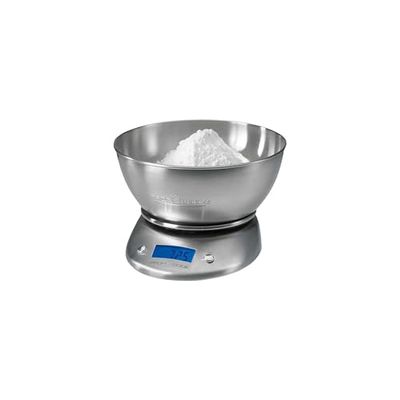 Digitale weegschaal met kom, weegschaal met lcd-display met multifunctionele en tarra-functie, van roestvrij staal, kom van 2 l, draagkracht tot 5 kg