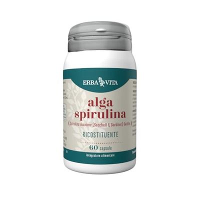 ERBA VITA Integratore Alimentare di Alga Spirulina - 60 Capsule - Utile al recupero fisico, 60 unità, 1