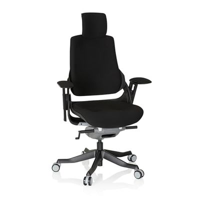 hjh OFFICE 640360 Professionele bureaustoel SPEKTRE stof zwart ergonomische draaistoel met verstelbare rugleuning