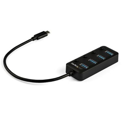 StarTech.com Hub USB-C a 4 porte - 4x USB-A con Swith On/Off Individuale (HB30C4AIB)