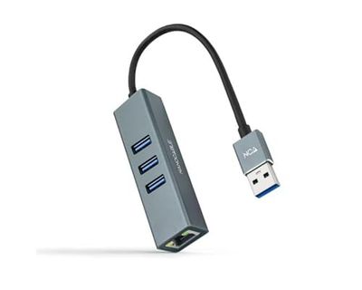 Conversor - conversor USB 3.0 a ethernet gigabit con 3 Puertos USB 3.0, Cable de 15 cm, Color Gris, Ideal para Conexiones rápidas y eficientes.