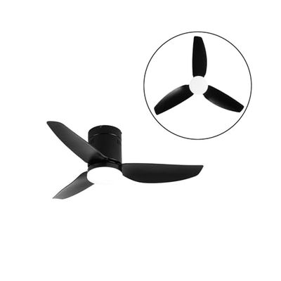 Ventilator DC 20 W, zwart, met 3 vleugels, 6 snelheden, dimbaar licht 3000-4000-6500 K, 2350 lm, incl. afstandsbediening, geheugen en timer, afmetingen: 27 x 101 x 101 cm.