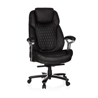 hjh OFFICE Silla giratoria Silla de Oficina XXL PULLMANN Piel sintética Acolchada soporta hasta 180 kg cómodo Respaldo Alto Negro