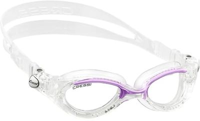 Cressi Flash Lady, Occhialini Nuoto a Oculari Separati con Lenti Infrangibili Antiappannamento, AntiGraffio, Anti UV Donna, Trasparente/Lilla_Lente Chiara, Taglia Unica