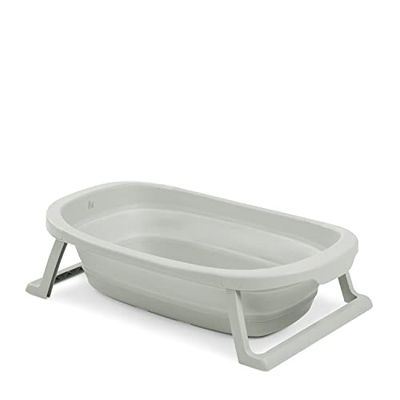 hauck Baignoire Bébé avec Siège Wash N Fold M Baignoire Pliable Bébé jusqu'à 16 kg, Bouchon Change de Couleur à Température Élevée, Bassin de Douche Portable, Drainage Rapide - Vert