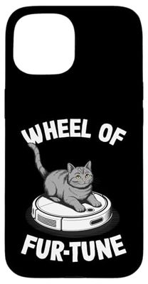 Wheel Of Fur-Tune Robot Vacuum Cleaner Funny Cat Case for iPhone 15