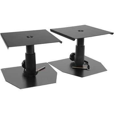 Plugger Studio MS2 Mini Soporte de Mesa Altavoces de monitoreo de Estudio, Sono, Home Cinema o HiFi, Negro. Patas metálicas Ajustables en Altura de 230 a 290 mm. Altavoz de hasta 25 kg. Se Vende por