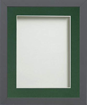 Frame Company Allington Grey 8x6 with Bottle Green Mount for 5x3 inch, Fitted with Glass