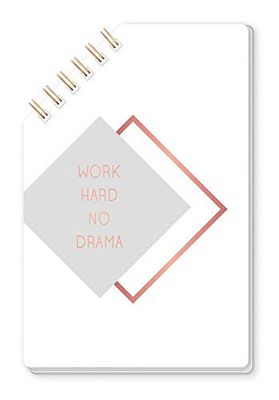 Grafik-Werkstatt Notizblock mit 45° Spirale | 50 Blatt liniert | Kupferschnitt| Work Hard No Drama | 9,5 x 14,5 cm Blocco Note, Colore Bianco, 63522
