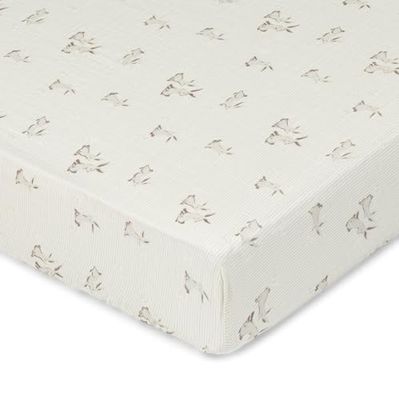 Crane Baby 100% Organic Cotton Bunny Fitted Crib Fitted Sheet, Gender Neutral Crib Sheet, Soft, Breatheable and Easy to Clean Cotton Crib Sheet