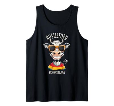 Hustisford WI USA - Mucca divertente cartone animato design Canotta
