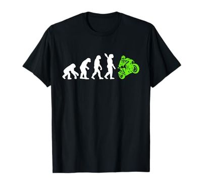 Motocicleta Carreras Motociclista Motero Evolución Wheelie Camiseta