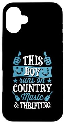 This Boy Runs On Country Music And Thrifting Case for iPhone 16 Plus