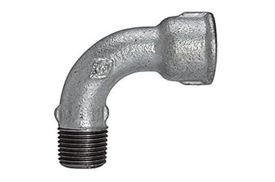 Arc 1 long, 90 °, IG/AG, Rp/R 1/4, température de fonctionnement -20 °C à 300 °C, fonte noire, galvanisée à chaud, DIN EN 10242.