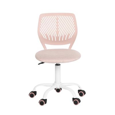 FurnitureR Chaise de Gaming pour Enfants, Chaise de Bureau, Chaise Gamer, Chaise de Bureau, Design Ergonomique et Moderne, sans Bras, Hauteur du siège, Roues en Caoutchouc, Rose Morandi